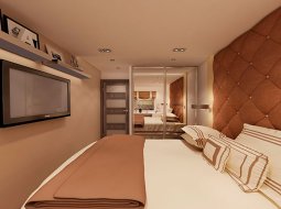 Современный дизайн узкой спальни — красивые фото идеи