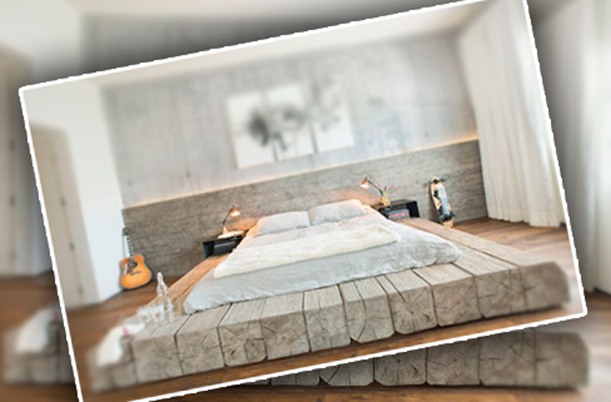 Кровать-подиум из бруса