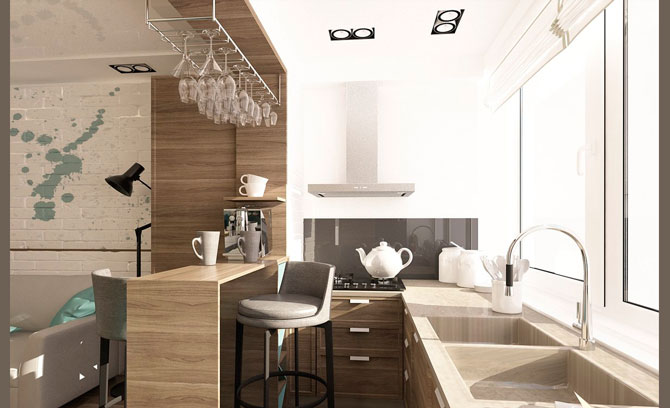 Дизайн квартиры студии кухня