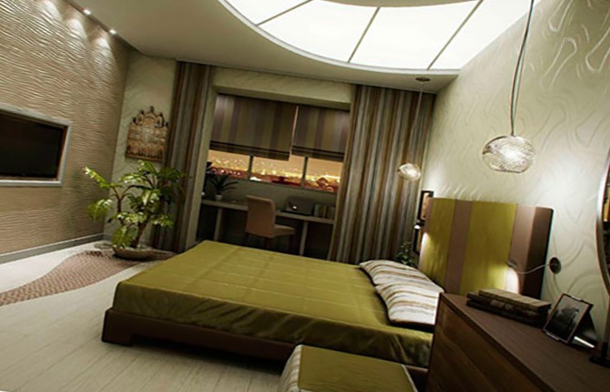 Дизайн спальни с кабинетом